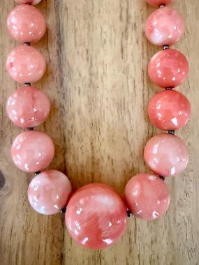 Vintage Graduated Dyed Sponge Coral Bead Necklace – 21.5” Statement Piece – 178g